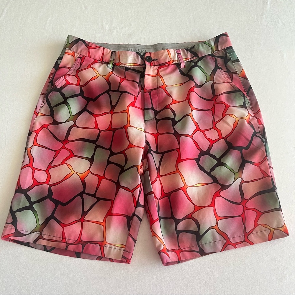 Hreski Men's Multicolor Mosaic Alligator Golf Sport Performance Shorts 36x10